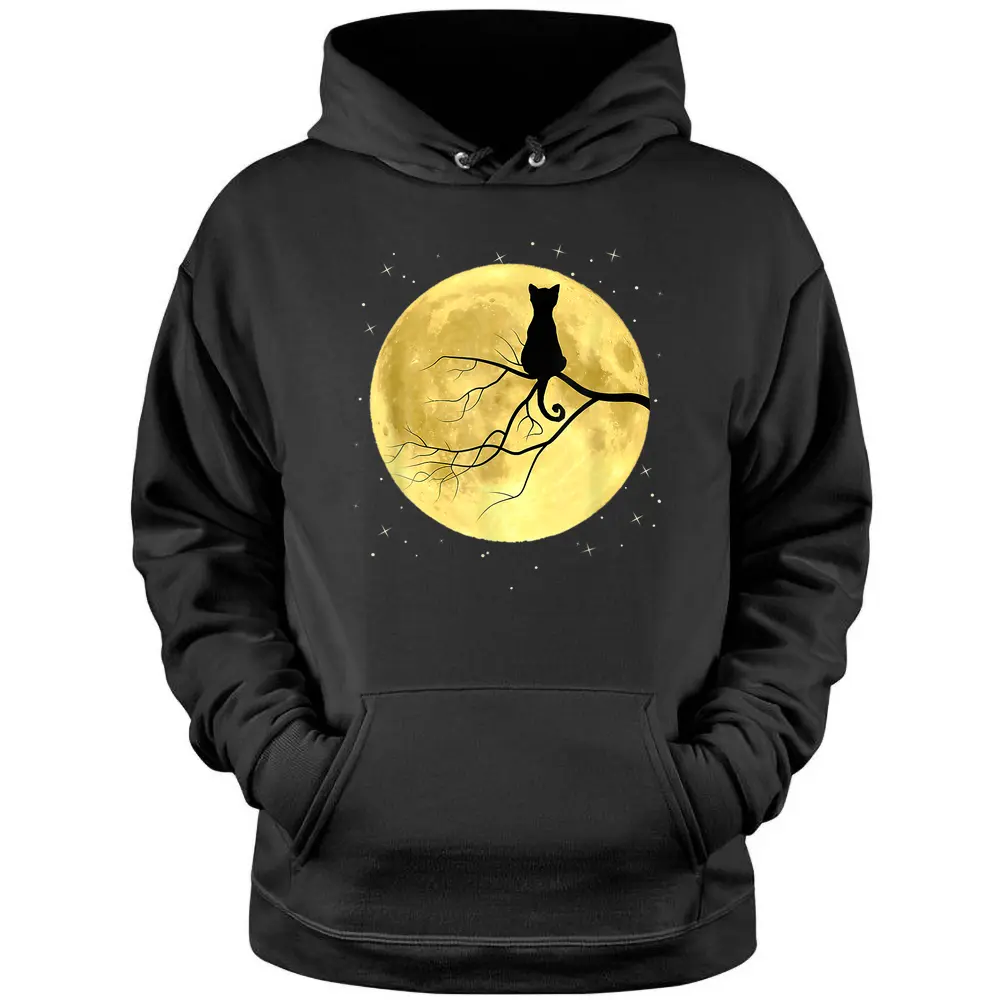 Cat On Moon Mystical Halloween Hoodie