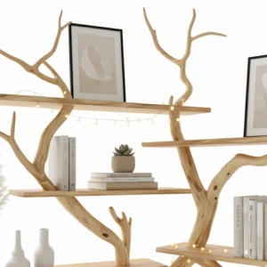 Driftwood Corner Shelf – Handmade Tree-Shaped Bookcase from Reclaimed Wood2