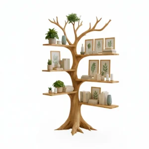 Handcrafted Corner Tree Bookshelf