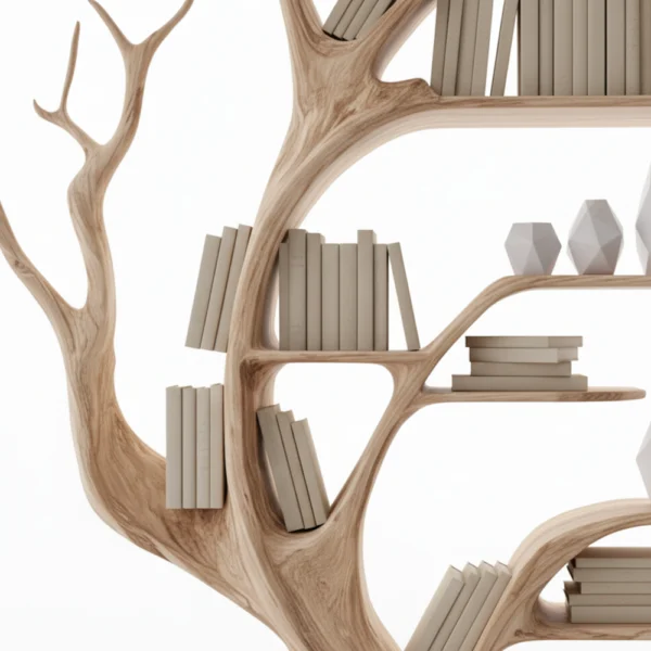 Handcrafted Tree Bookshelf Wall Mounted Live Edge