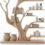Handcrafted Tree Bookshelf Wall Mounted Live Edge