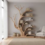 Handcrafted Tree Bookshelf Wall Mounted Live Edge