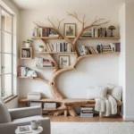 Handcrafted Tree Bookshelf with Integrated Reading Chair