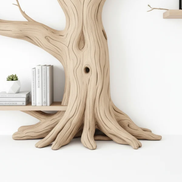 Handcrafted Tree Branch Bookshelf - Rustic Wooden Wall Decor