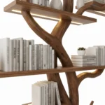 Handcrafted Tree Branch Bookshelf  - Solid Wood Wall-Mounted Shelf Natural Living Room Decor