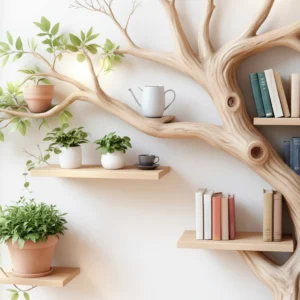 Handcrafted Tree Branch Shelf – Functional Art for Your Walls2