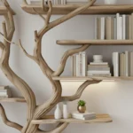Handmade Driftwood Tree Bookshelf | Floating Solid Wood Wall Art