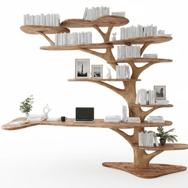 Handmade Floating Live Edge Side Table – Rustic Natural Wood Console for Entryway