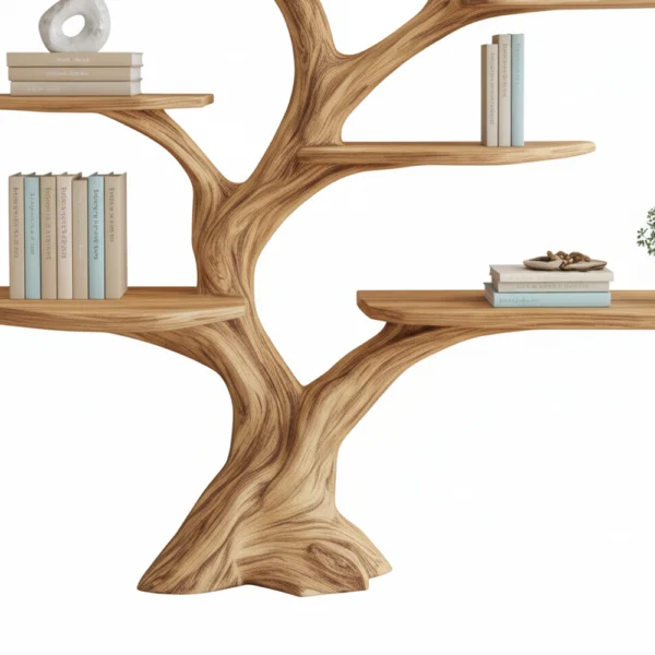 Rustic Driftwood Tree Branch Bookshelf –Home Decor Gift for Book Lovers