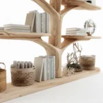 Tree-Shaped Wooden Shelf - Multi-Level Montessori Bookcase