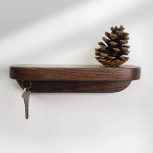 Elegant Floating Magnetic Key Holder Shelf - Solid Hardwood & Minimalist Design