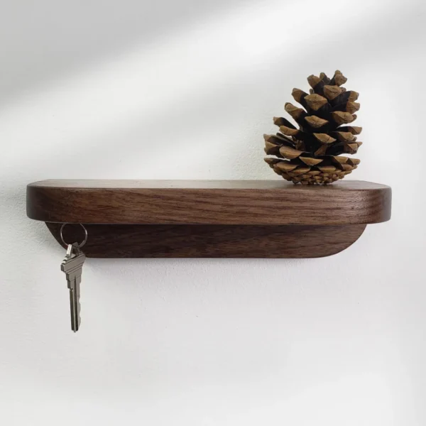 Elegant Floating Magnetic Key Holder Shelf - Solid Hardwood & Minimalist Design