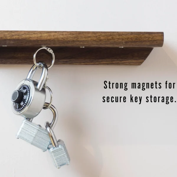 Elegant Floating Magnetic Key Holder Shelf - Solid Hardwood & Minimalist Design