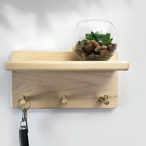 Handcrafted Maple Key Holder - Floating Entryway Shelf and Wall-Mounted Organizer