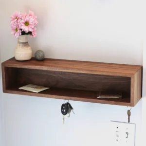 Hidden Magnetic Key Rack Continuous Grain Solid Walnut