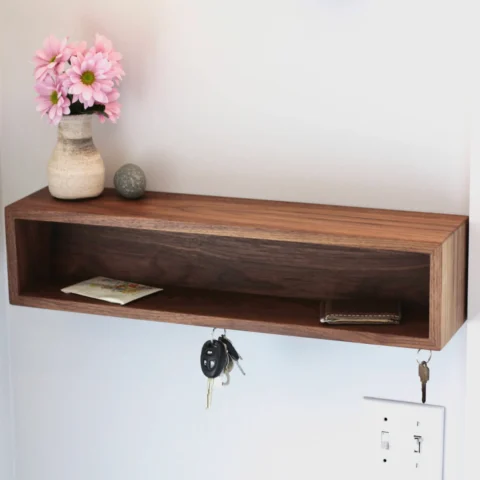Hidden Magnetic Key Rack Continuous Grain Solid Walnut