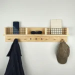 Modern Farmhouse Entryway Organizer with Wire Baskets & Key Holder