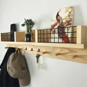Modern Farmhouse Entryway Organizer with Wire Baskets & Key Holder2