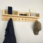 Modern Farmhouse Entryway Organizer with Wire Baskets & Key Holder