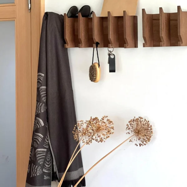 Modern Mail & Key Holder Walnut Wood Entryway Organizer