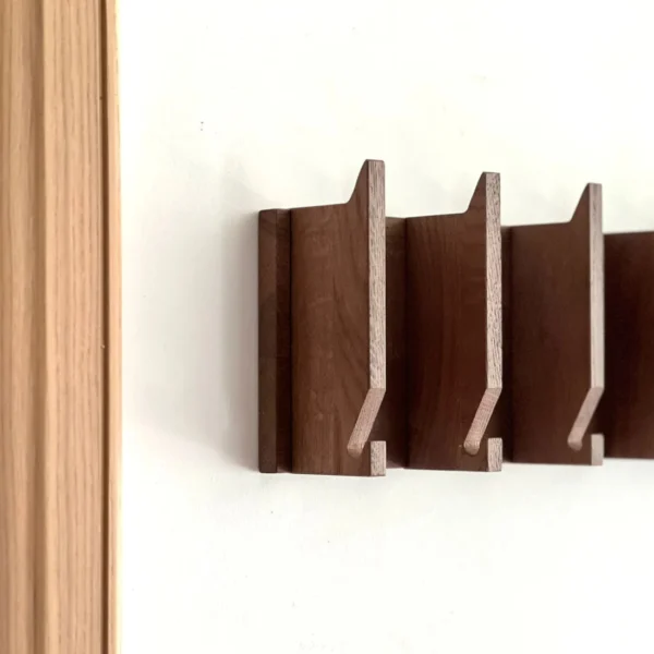 Modern Mail & Key Holder Walnut Wood Entryway Organizer