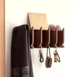 Modern Mail & Key Holder Walnut Wood Entryway Organizer