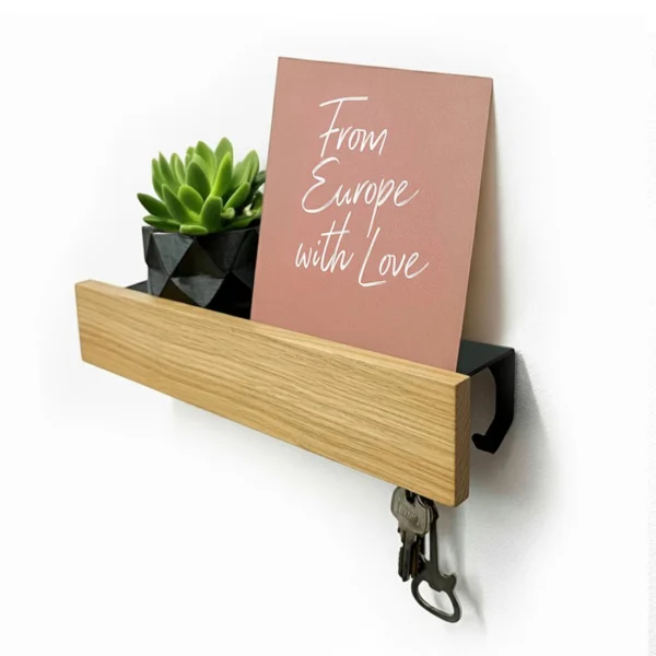 Modern Scandinavian Solid Oak Key Holder & Entryway Organizer