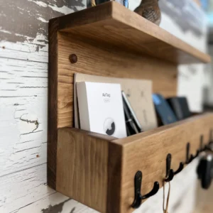 Rustic Farmhouse Key Rack with Mail Shelf2