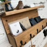 Rustic Farmhouse Key Rack with Mail Shelf