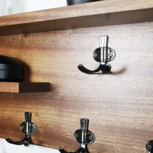 Rustic Hardwood Wall Organizer- Coat Rack, Shelf & Key Center2