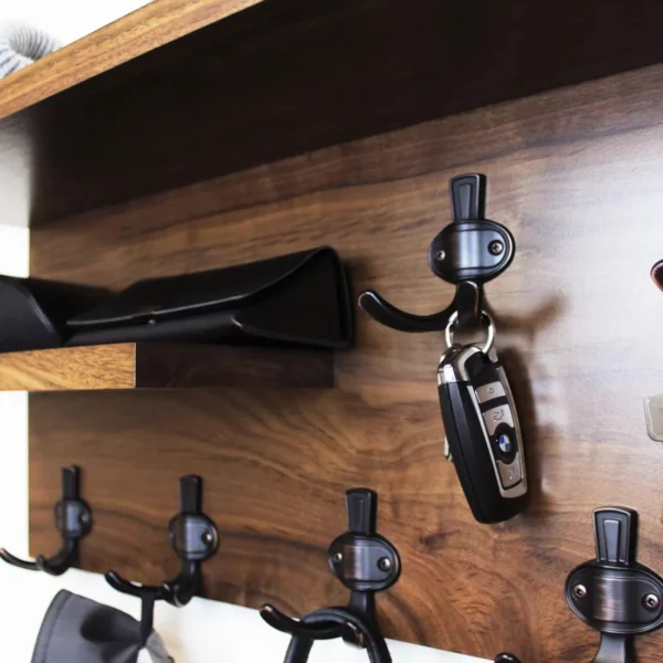 Rustic Hardwood Wall Organizer- Coat Rack, Shelf & Key Center