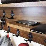 Rustic Hardwood Wall Organizer- Coat Rack, Shelf & Key Center