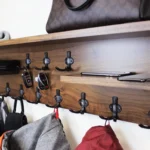 Rustic Hardwood Wall Organizer- Coat Rack, Shelf & Key Center