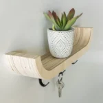 Sculptural Mid-Century Modern Key Holder Shelf - Premium Baltic Birch